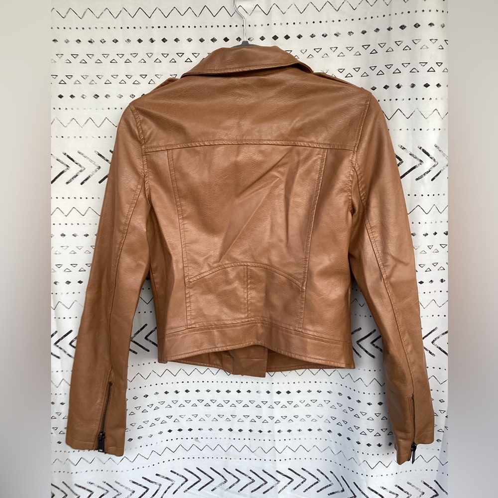 NWOT Aeropostale Moto Faux Leather Jacket~ Tan~ Size Small - Picture 3 of 4